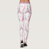 Parijs Frankrijk Eiffeltoren Roze Paarse Yoga Work Leggings (Achterkant)