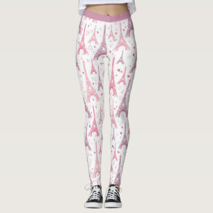 Parijs Frankrijk Eiffeltoren Roze Paarse Yoga Work Leggings