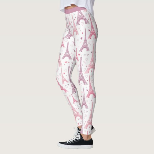 Parijs Frankrijk Eiffeltoren Roze Paarse Yoga Work Leggings (Links)