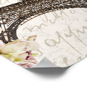 Parijs Frankrijk Eiffeltoren Roze Rozen Chic Glamo Poster (Hoek)