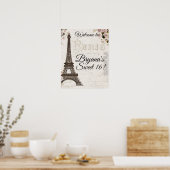 Parijs Frankrijk Eiffeltoren Roze Rozen Chic Glamo Poster (Keuken)