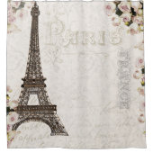 Parijs Frankrijk Eiffeltoren roze rozen glamour Douchegordijn (Voorkant)