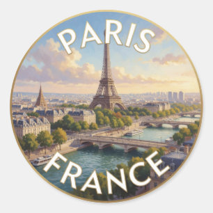 Parijs Frankrijk Eiffeltoren Seine Rivier Ronde Sticker