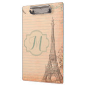 Parijs Frankrijk Eiffeltoren Shab Monogram Clip Bo Klembord (Links)