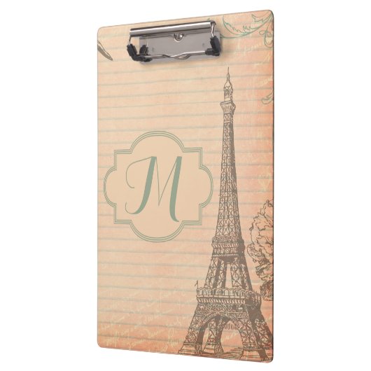 Parijs Frankrijk Eiffeltoren Shab Monogram Clip Bo Klembord (Links)