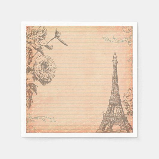 Parijs Frankrijk Eiffeltoren Shabby Chic Napkins Servet (Voorkant)