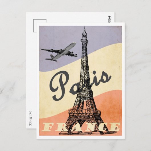 Parijs, Frankrijk, Eiffeltoren, stijl Briefkaart (Voorkant / Achterkant)