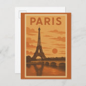 Parijs Frankrijk Eiffeltoren Sunset Travel Briefkaart (Voorkant / Achterkant)