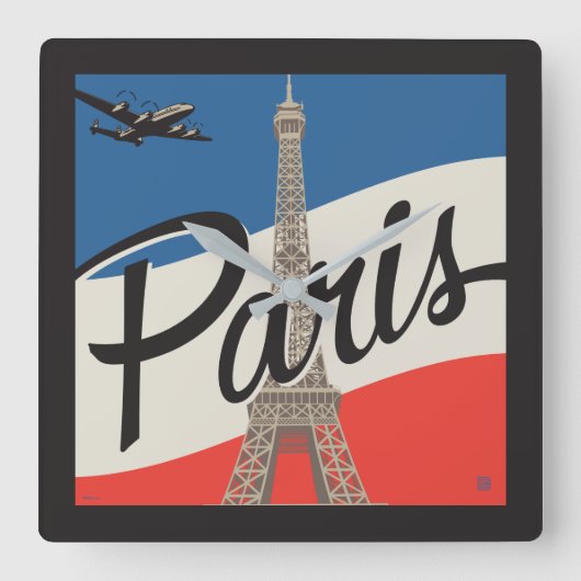 Parijs Frankrijk | Eiffeltoren Vierkante Klok (Voorkant)