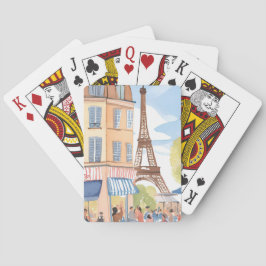 Parijs Frankrijk Eiffeltoren | Watercolor Europese Pokerkaarten