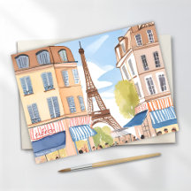 Parijs Frankrijk Eiffeltoren | Watercolor Kaart