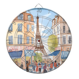 Parijs Frankrijk Eiffeltoren | Watercolor Reis Dartbord