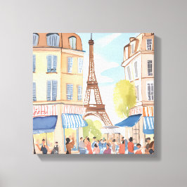 Parijs Frankrijk Eiffeltoren | Waterverf Europese Canvas Afdruk