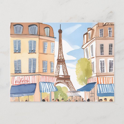 Parijs Frankrijk Eiffeltoren | Waterverf reizen Briefkaart (Voorkant)