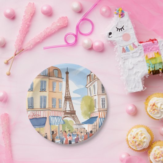 Parijs Frankrijk Eiffeltoren Waterverf Reizen Papieren Bordje (Feest)