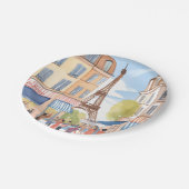 Parijs Frankrijk Eiffeltoren Waterverf Reizen Papieren Bordje (Gekanteld)