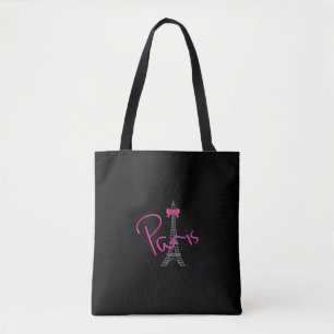 Parijs, Frankrijk, Eiffeltoren, Zwart Tote Bag