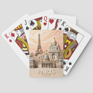 Parijs Frankrijk Europa Modern Pastel Textuur Reis Pokerkaarten