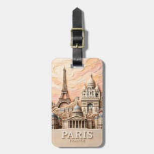 Parijs Frankrijk Europa Modern Pastel Textuur Reiz Bagagelabel