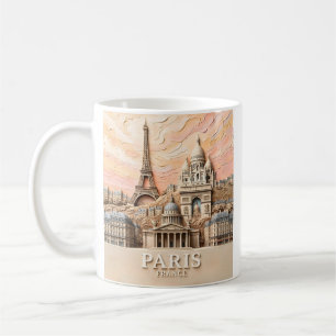 Parijs Frankrijk Europa Modern Pastel Textuur Reiz Koffiemok
