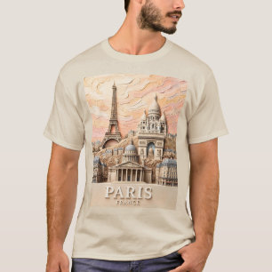 Parijs Frankrijk Europa Modern Pastel Textuur Reiz T-shirt