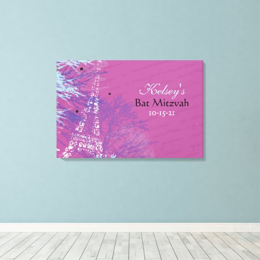 PARIJS FRANKRIJK FRANS Bar Bat Mitzvah Inlogbord Canvas Afdruk (Insitu (Houten vloer))