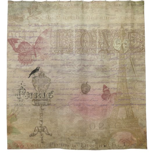 Parijs Frankrijk Glam Retro Mode Douchegordijn (Voorkant)