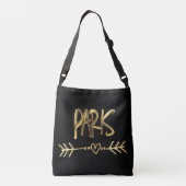 Parijs Frankrijk Gold Look Typografie Stad Elegant Crossbody Tas (Achterkant)