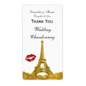 Parijs Frankrijk Golden Skyline Kiss #1 Wijnlabel  Etiket (Voorkant)