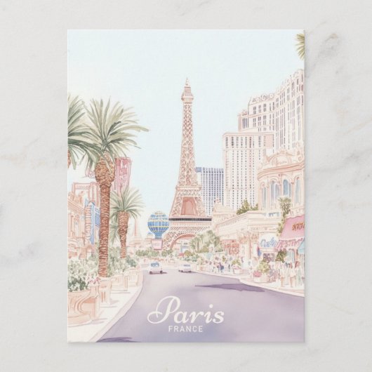 Parijs Frankrijk Gouache Verf Illustratie Reizen Briefkaart (Voorkant)