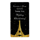 Parijs Frankrijk Gouden Skyline #1 Sterren Wijnlab Etiket (Voorkant)