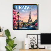 🗼 Parijs Frankrijk Herinnering Van Eiffeltoren Re Poster (Thuiskantoor)