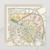 Parijs, Frankrijk: Historische,  kaart (Voorkant / Achterkant)