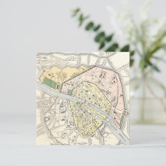 Parijs, Frankrijk: Historische,  kaart (Staand voorkant)