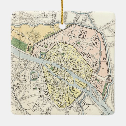 Parijs, Frankrijk: Historische,  kaart Keramisch Ornament (Achterkant)