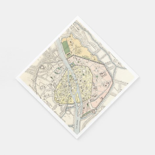 Parijs, Frankrijk: Historische,  kaart Servet (Hoek)