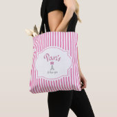Parijs, Frankrijk, ik hou van je, Roze Stripes Tote Bag (Dichtbij)