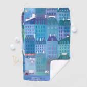 Parijs Frankrijk in Spring Blue Cityscape Painting Golfhanddoek (Insitu)