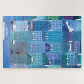 Parijs Frankrijk in Spring Blue Cityscape Painting Legpuzzel (Horizontaal)