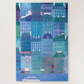 Parijs Frankrijk in Spring Blue Cityscape Painting Legpuzzel (Verticaal)