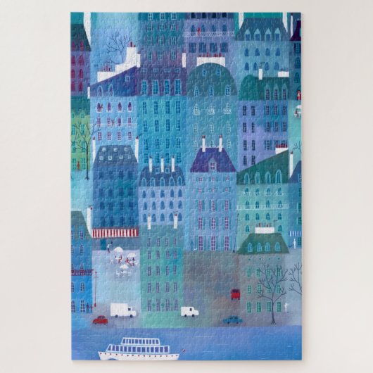 Parijs Frankrijk in Spring Blue Cityscape Painting Legpuzzel (Verticaal)