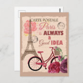 Parijs Frankrijk is altijd een goede eiffeltoren Briefkaart (Voorkant / Achterkant)