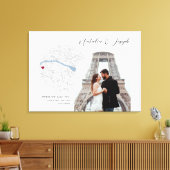 Parijs Frankrijk Kaart Bruiloft Verloving Foto Gif Canvas Afdruk (Insitu (Woonkamer))