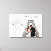Parijs Frankrijk Kaart Bruiloft Verloving Foto Gif Canvas Afdruk (Voorkant)