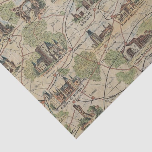  Parijs Frankrijk Kaart Weefpapier of loskoppeling Tissuepapier (Detail)