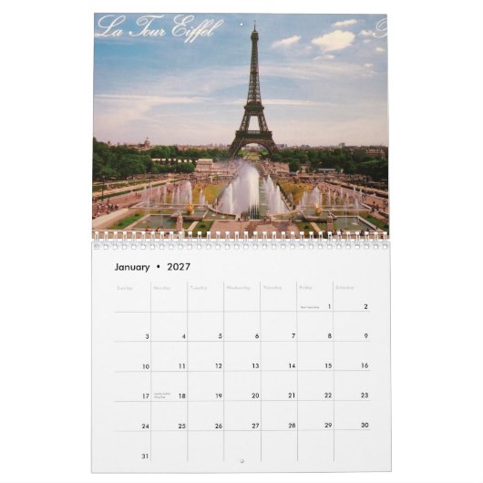 Parijs, Frankrijk Kalender (Jan 2027)