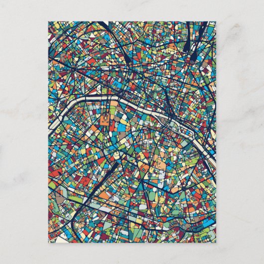 Parijs Frankrijk | Kleurrijke kaart (Voorkant)