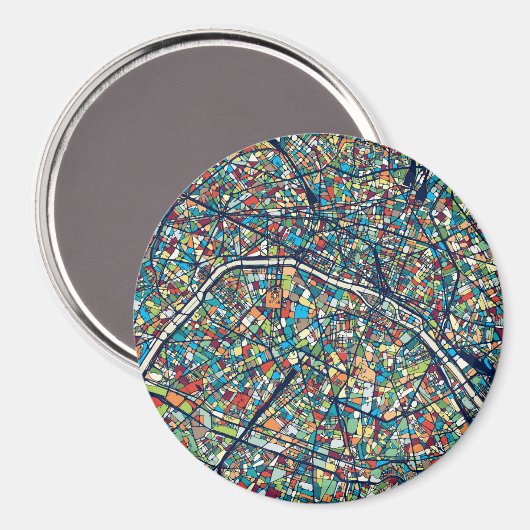 Parijs Frankrijk | Kleurrijke kaart Magneet (Voorkant / Achterkant)