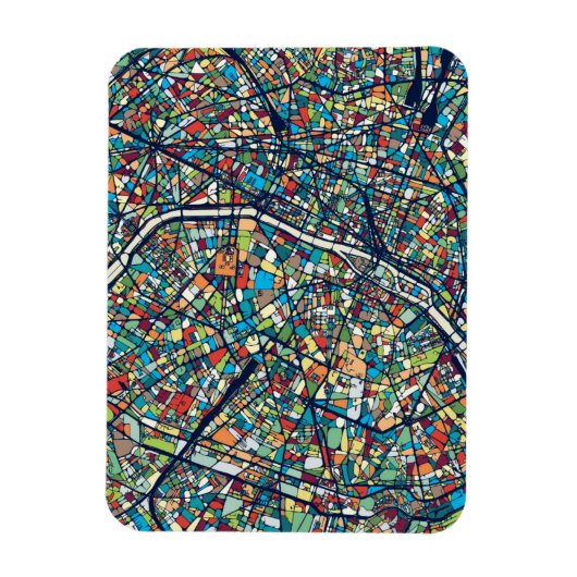 Parijs Frankrijk | Kleurrijke kaart Magneet (Verticaal)