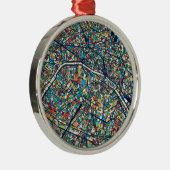 Parijs Frankrijk | Kleurrijke kaart Metalen Ornament (Rechts)
